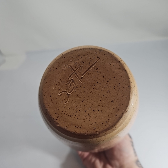 Art Pottery Howard B. Seitz Speckled Hibiscus Peach Vase Signed - Picture 8 of 12